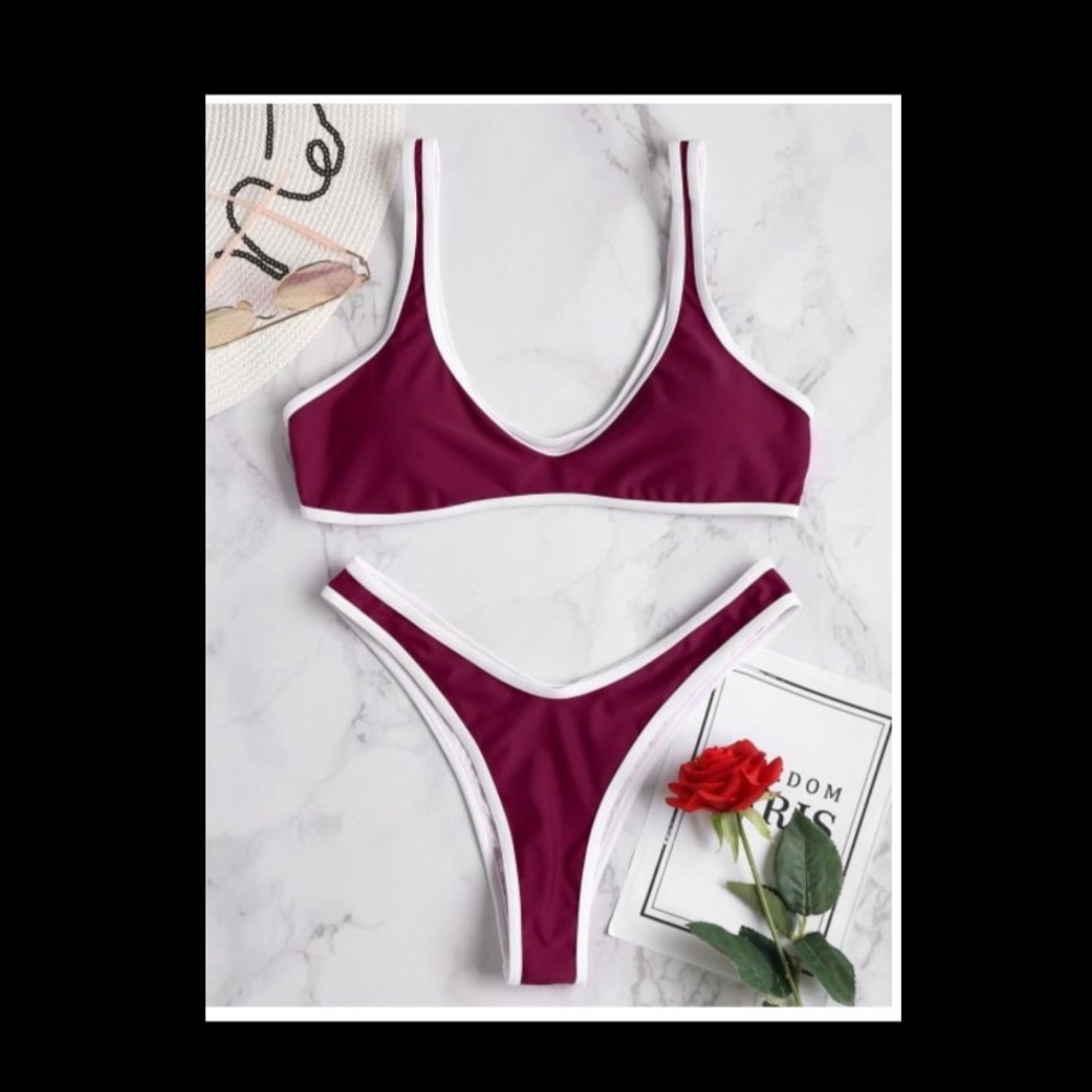 Plum Contrast Zaful Bikini NWT